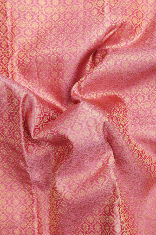 Kanchipuram Silk Saree In Pink With Brocade Design