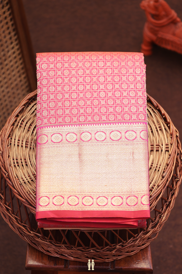 Kanchipuram Silk Saree In Rani Pink With Brocade Design