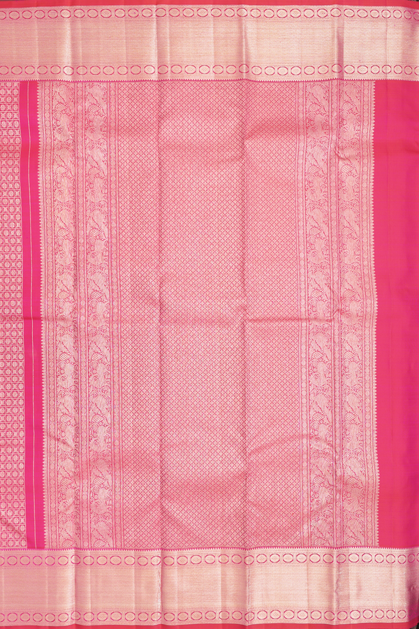 Kanchipuram Silk Saree In Rani Pink With Brocade Design