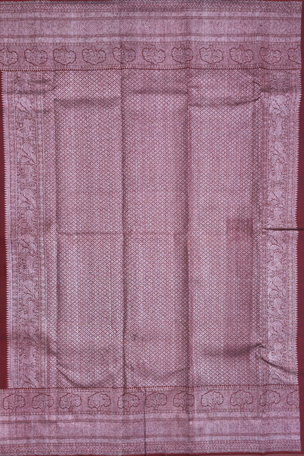 Kanchipuram Silk Saree In Dark Maroon With Tree Motifs