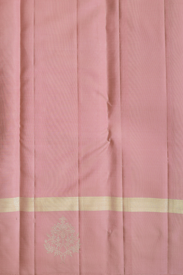 Kanchipuram Silk Saree In Dusty Pink With Stripes Design