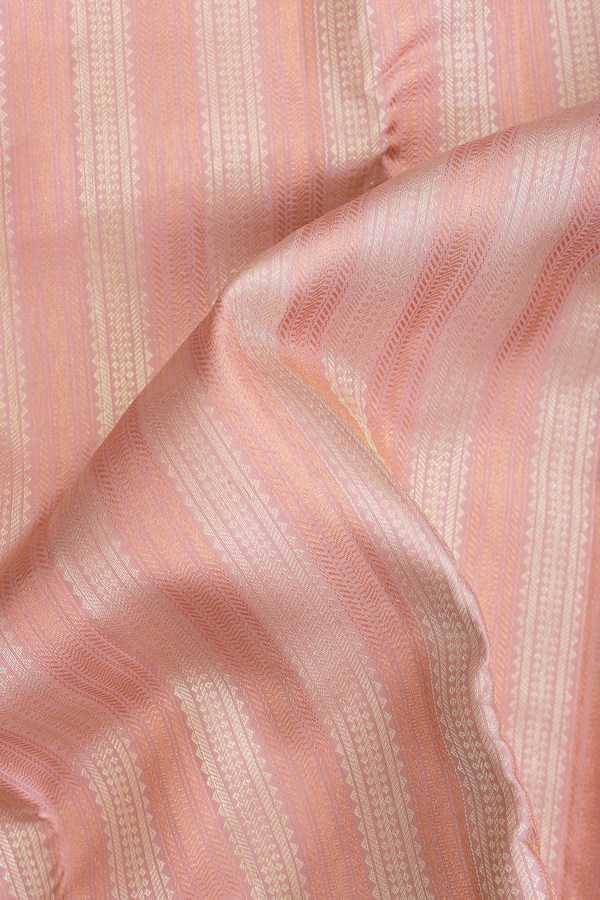Kanchipuram Silk Saree In Dusty Pink With Stripes Design
