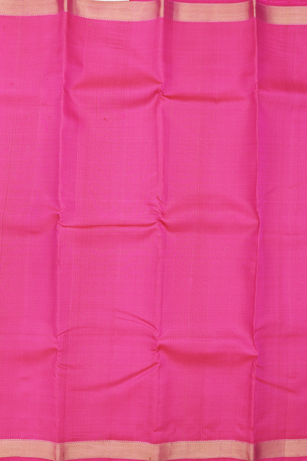 Kanchipuram Silk Saree In Pink With Stripes Design