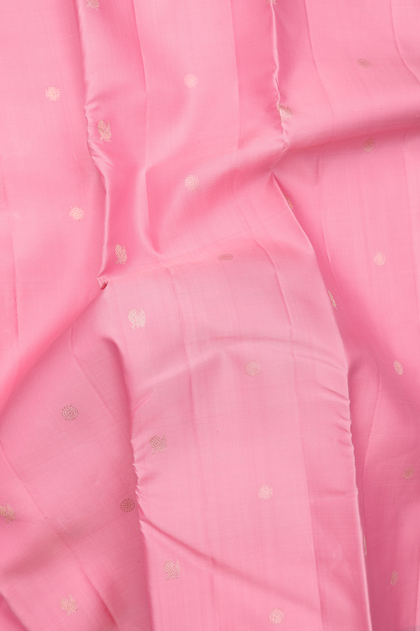 Kanchipuram Silk Saree In Pink With Peacock Buttas