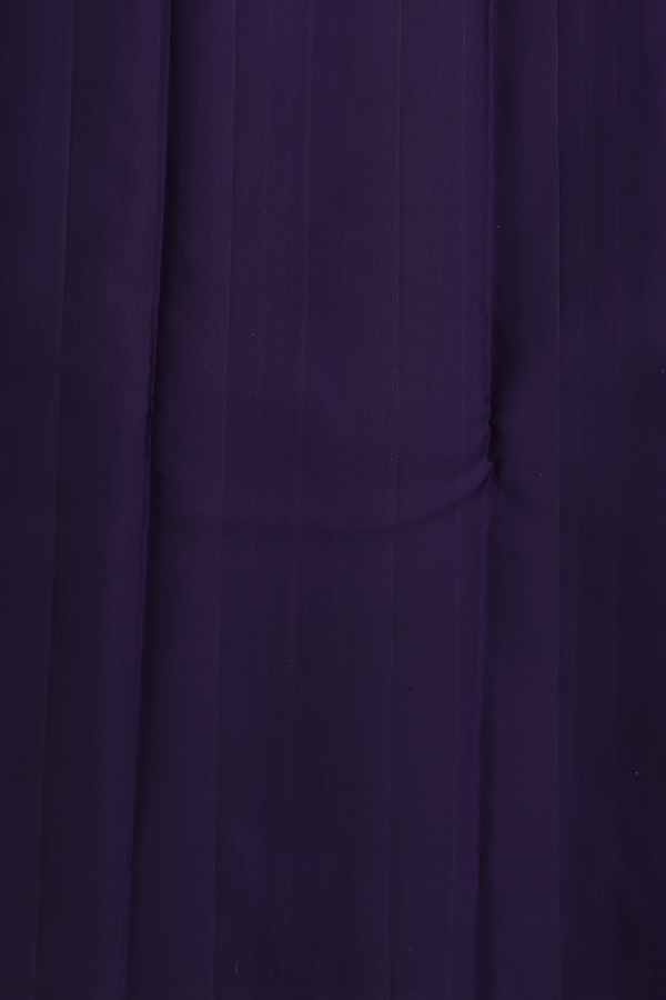 Kanchipuram Silk Saree In Navy Blue With Temple Border