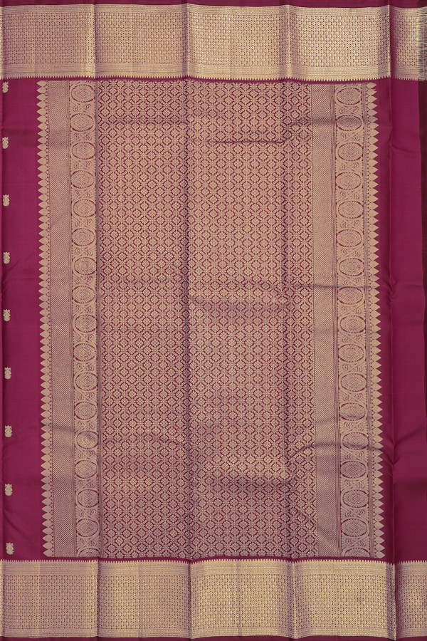 Kanchipuram Silk Saree In Berry Brown With Paisley Buttas