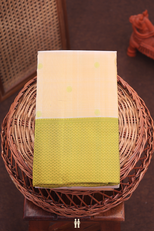 Kanchipuram Silk Saree In Dual Tone With Threadwork Buttas