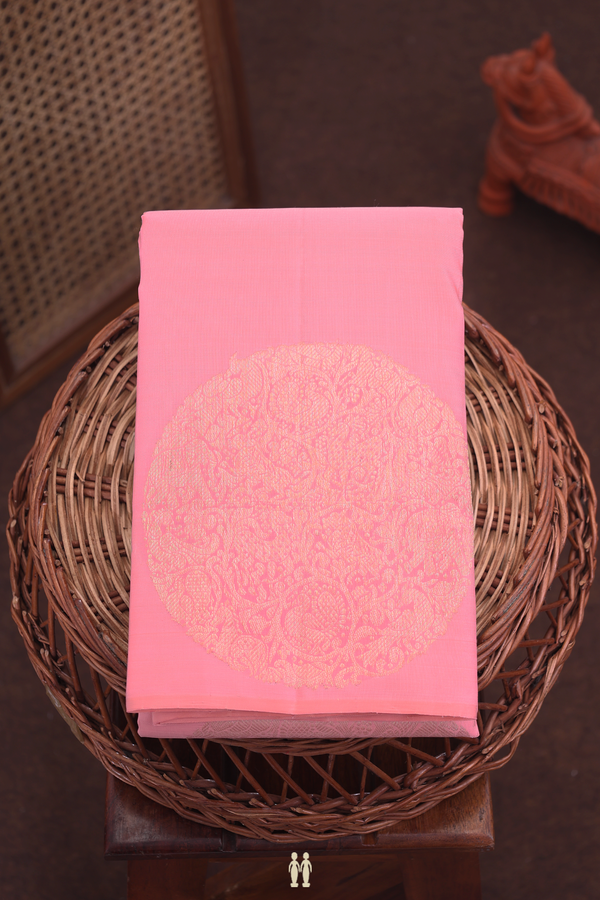 Kanchipuram Silk Saree In Pink With Mandala Design