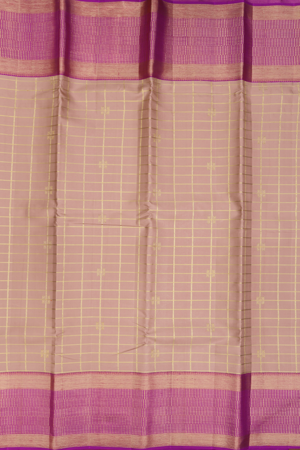 Kanchipuram Silk Saree In Cocoa Brown With Checks Design