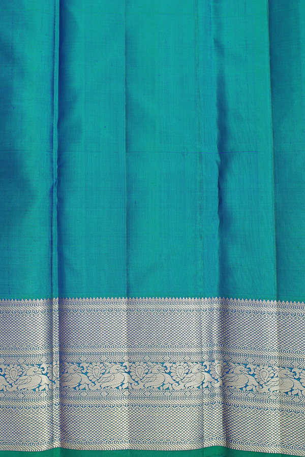Kanchipuram Silk Saree In Peacock Blue With Brocade Design