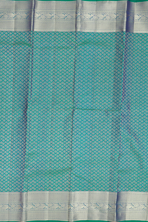 Kanchipuram Silk Saree In Peacock Blue With Brocade Design