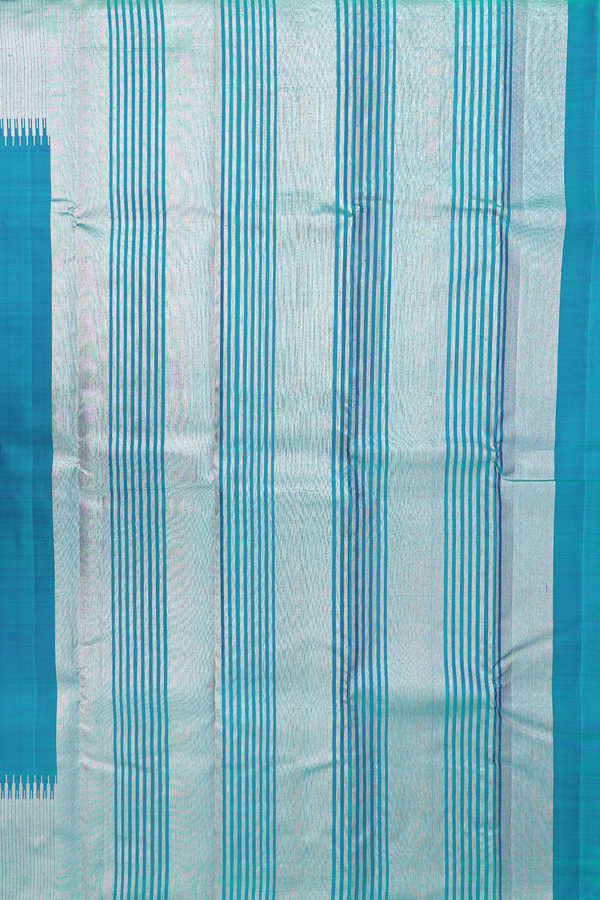 Kanchipuram Silk Saree In Teal Blue With Malli Moggu Buttas