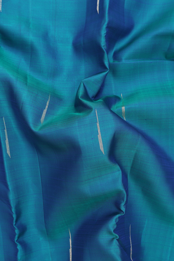 Kanchipuram Silk Saree In Teal Blue With Malli Moggu Buttas