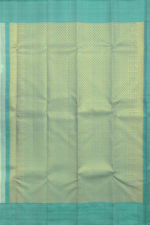 Kanchipuram Silk Saree In Pastel Green With Stripes Design