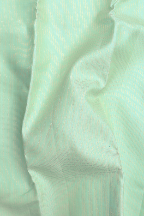 Kanchipuram Silk Saree In Pastel Green With Stripes Design