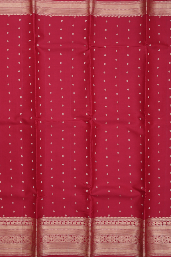 Kanchipuram Silk Saree In Crimson Red With Zari Buttas