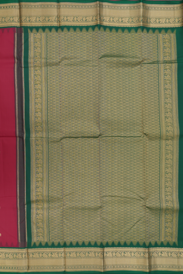 Kanchipuram Silk Saree In Red With Peacock Buttas