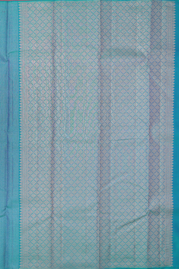 Kanchipuram Silk Saree In Prussian Blue With Stripes Design