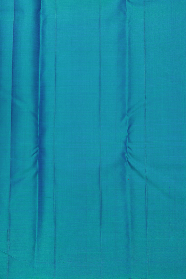 Kanchipuram Silk Saree In Prussian Blue With Stripes Design