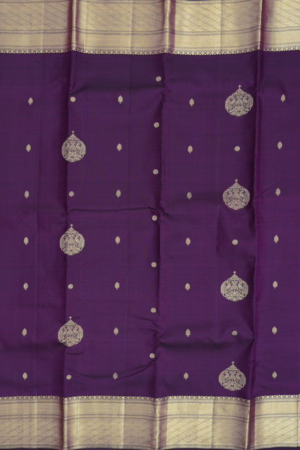 Kanchipuram Silk Saree In Regal Purple With Peacock Motifs