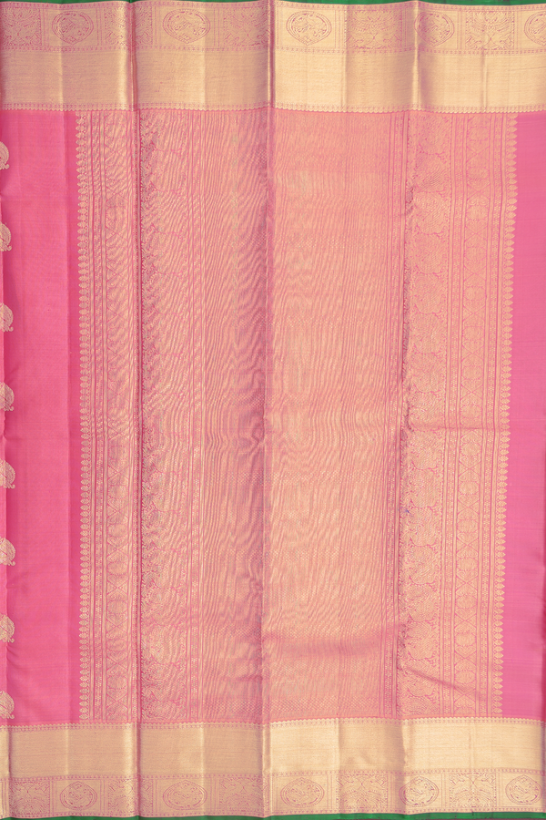 Kanchipuram Silk Saree In Pink With Iruthalai Pakshi Motifs