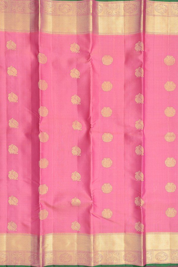 Kanchipuram Silk Saree In Pink With Iruthalai Pakshi Motifs
