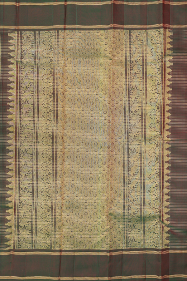 Kanchipuram Silk Saree In Scarlet Red With Checks Design