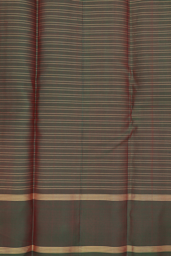 Kanchipuram Silk Saree In Scarlet Red With Checks Design