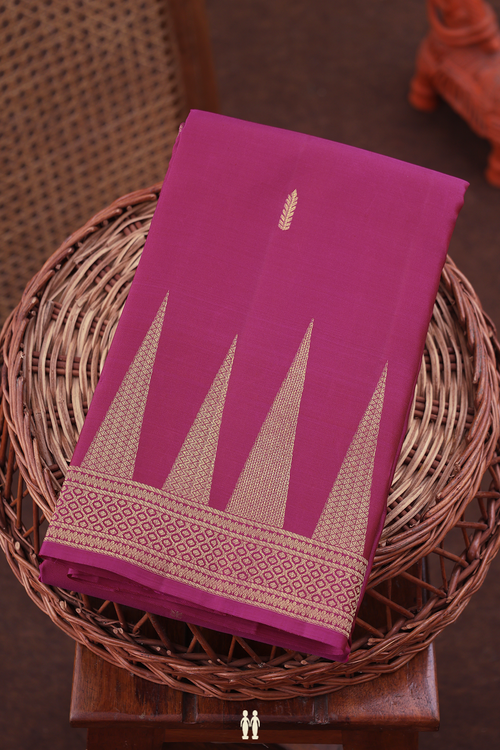 Kanchipuram Silk Saree In Dark Pink With Zari Buttas