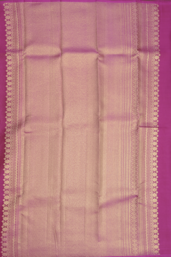 Kanchipuram Silk Saree In Dark Pink With Zari Buttas