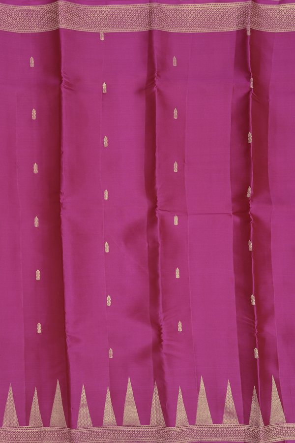 Kanchipuram Silk Saree In Dark Pink With Zari Buttas