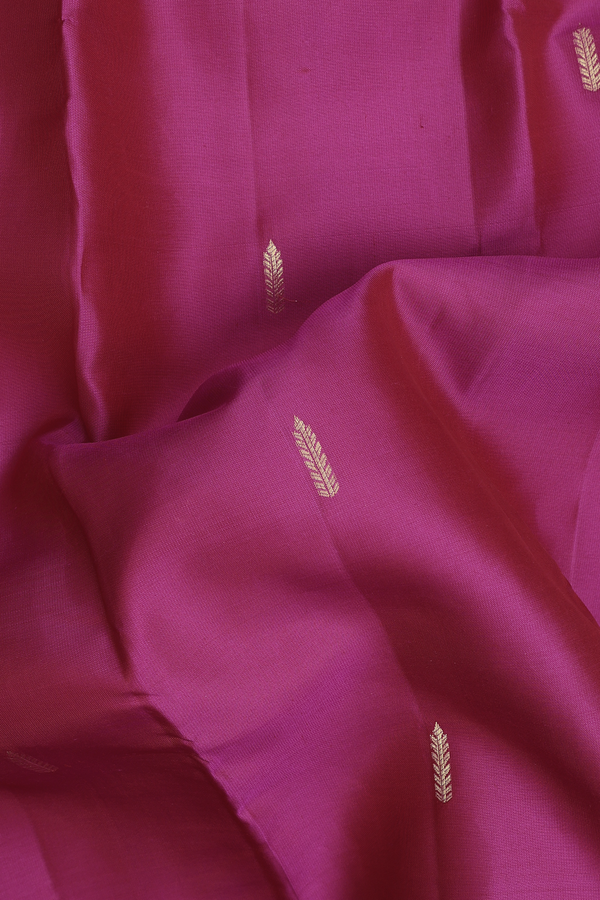 Kanchipuram Silk Saree In Dark Pink With Zari Buttas