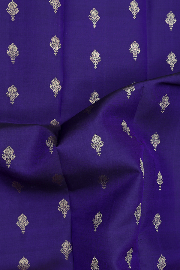Kanchipuram Silk Saree In Royal Blue With Zari Buttas