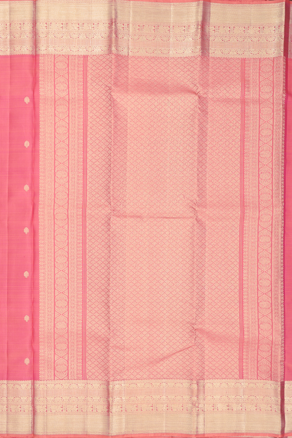Kanchipuram Silk Saree In Pink With Zari Motifs