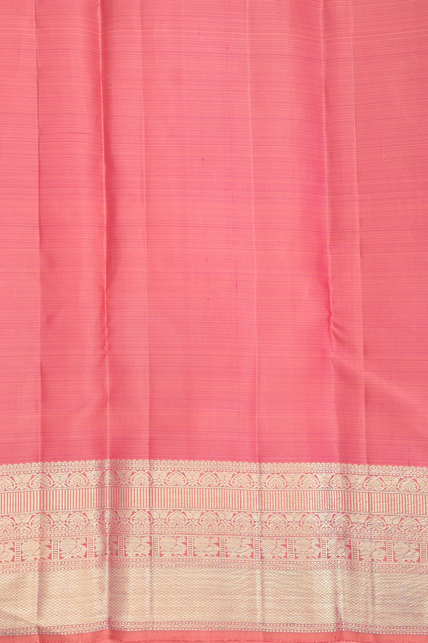 Kanchipuram Silk Saree In Pink With Zari Motifs