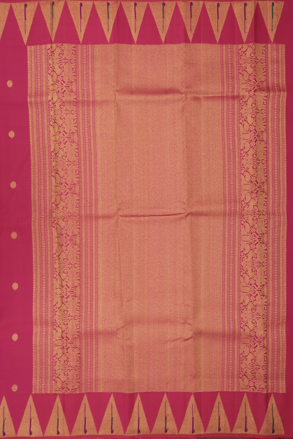 Kanchipuram Silk Saree In Rani Pink With Zari Buttas