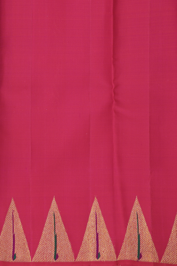 Kanchipuram Silk Saree In Rani Pink With Zari Buttas