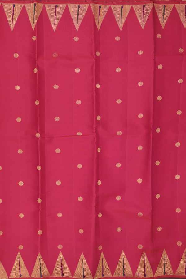 Kanchipuram Silk Saree In Rani Pink With Zari Buttas