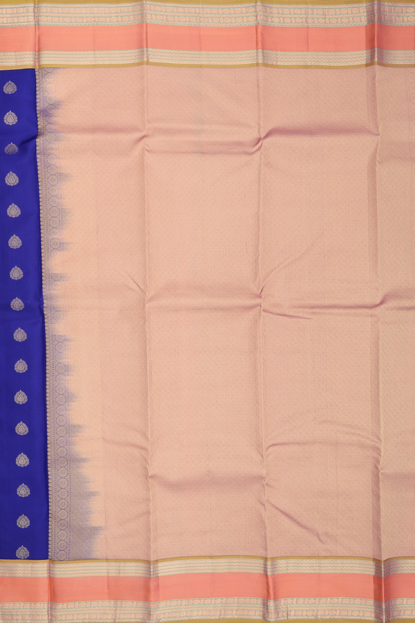 Kanchipuram Silk Saree In Royal Blue With Thilagam Buttas