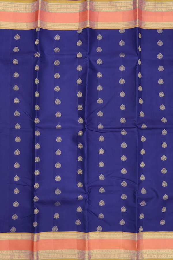 Kanchipuram Silk Saree In Royal Blue With Thilagam Buttas