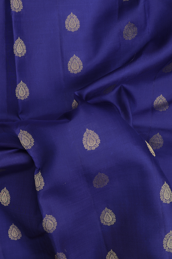 Kanchipuram Silk Saree In Royal Blue With Thilagam Buttas