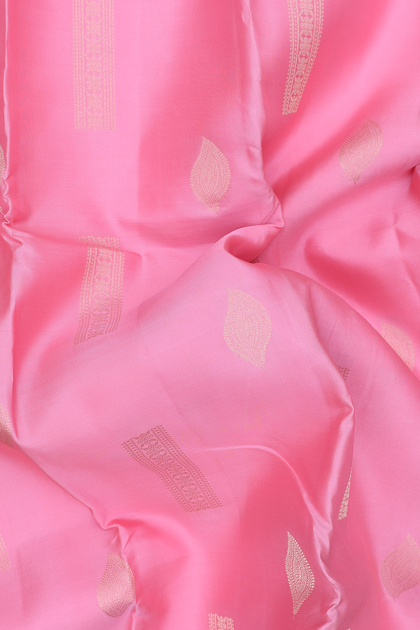 Kanchipuram Silk Saree In Pink With Zari Buttas
