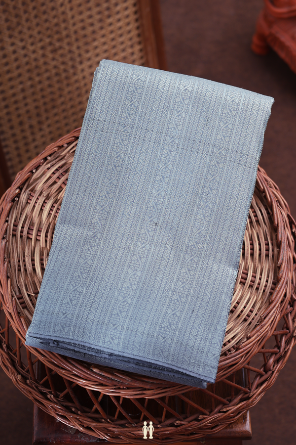 Kanchipuram Silk Saree In Stone Blue With Jacquard Pattern