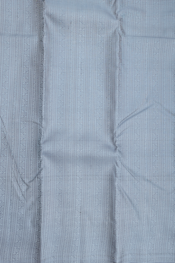 Kanchipuram Silk Saree In Stone Blue With Jacquard Pattern