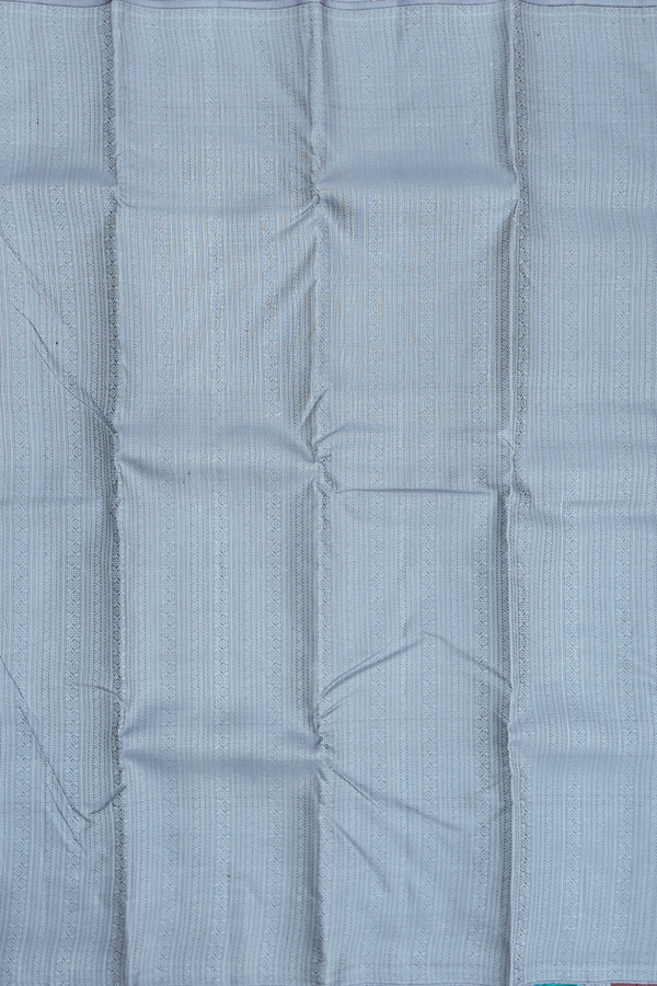 Kanchipuram Silk Saree In Stone Blue With Jacquard Pattern