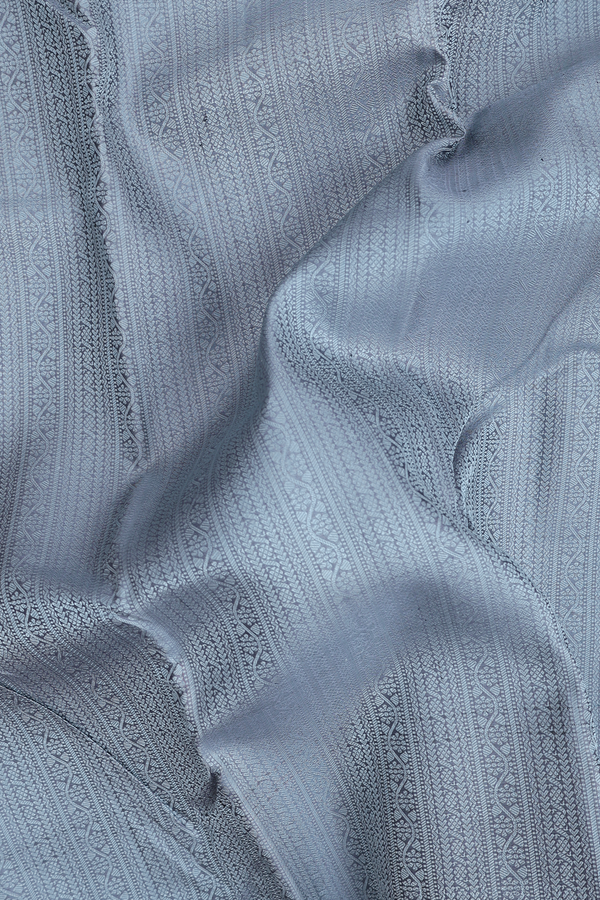 Kanchipuram Silk Saree In Stone Blue With Jacquard Pattern