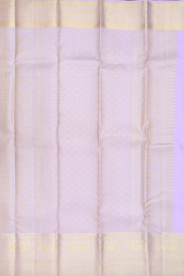 Kanchipuram Silk Saree In Pastel Lavender With Checks Design