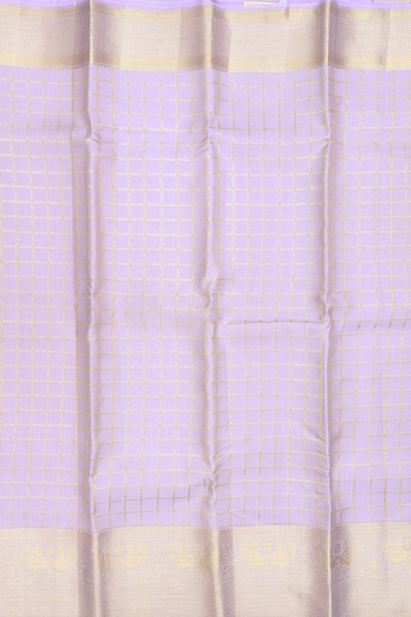 Kanchipuram Silk Saree In Pastel Lavender With Checks Design