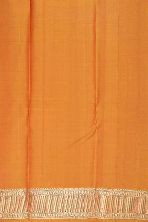 Kanchipuram Silk Saree In Orange With Stripes Design