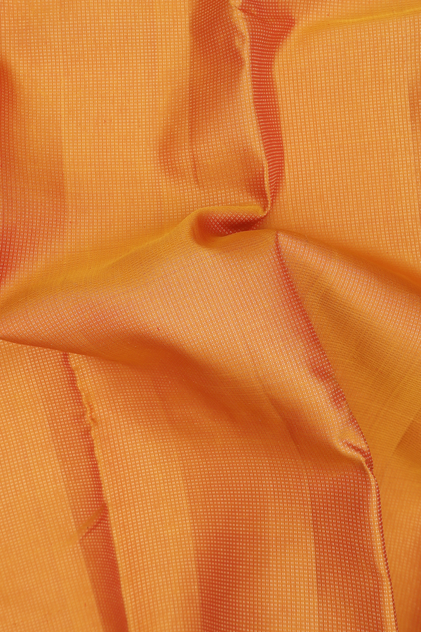 Kanchipuram Silk Saree In Orange With Stripes Design